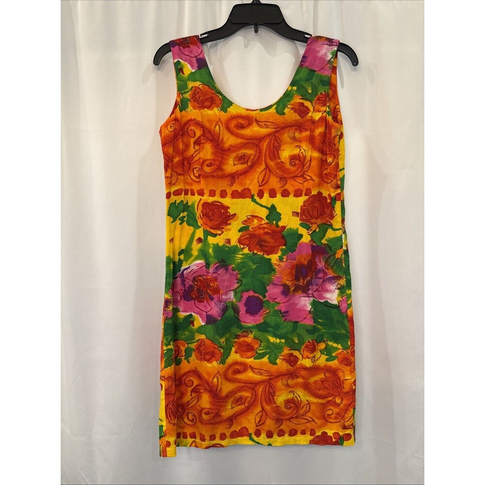 Vtg Jam's World Rose Heaven Jackie Dress 5 Sleeveless Sheath Floral Scoop Neck